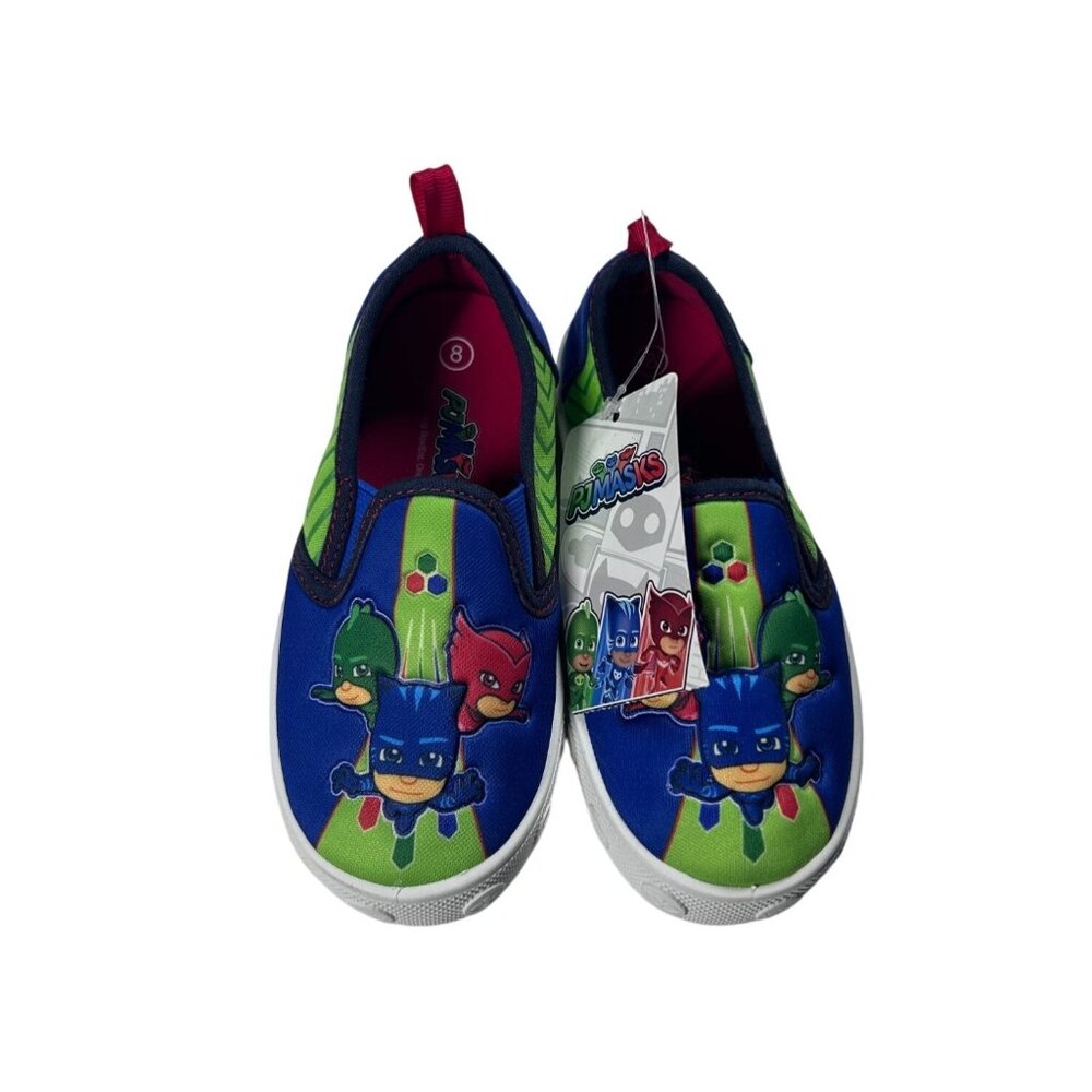 PJ Masks Slip On Sneakers Toddler 8 Blue Canvas Superhero Graphic NWT